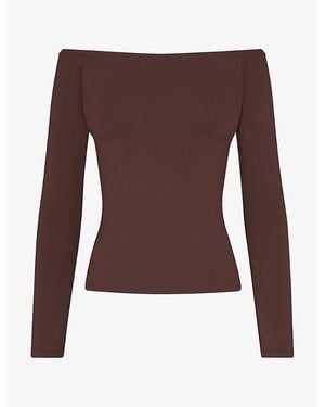 Skims Smooth Layers Off-The-Shoulder Top - Brown