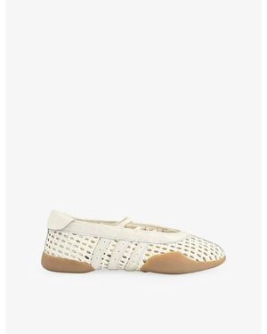 adidas Taekwondo Mei Leather And Woven Ballet Flats - Natural