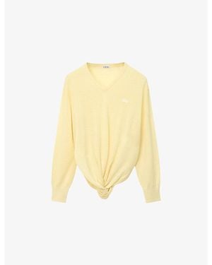 Loewe Logo-Embroidered Twisted-Side Wool Jumper - Yellow