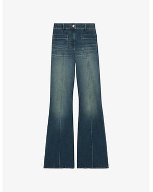 Reiss Sakura Flared-Leg High-Rise Cotton-Blend Jeans - Blue