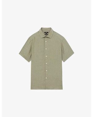 Reiss Holiday Short-Sleeved Linen Shirt - Green