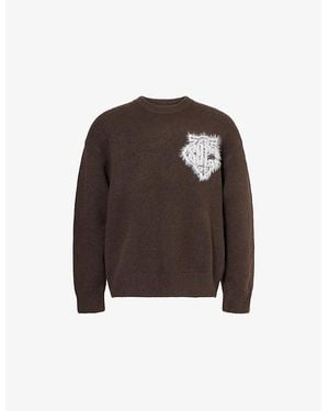 The Couture Club Fluffy Emblem Knitted Jumper - Brown