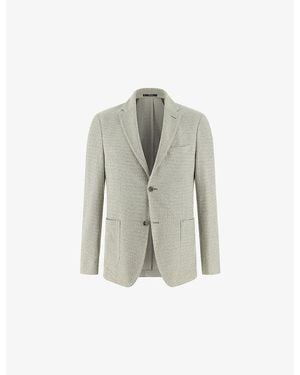 BOGGI Textured Single-Breasted Linen And Cotton-Blend Blazer - Grey