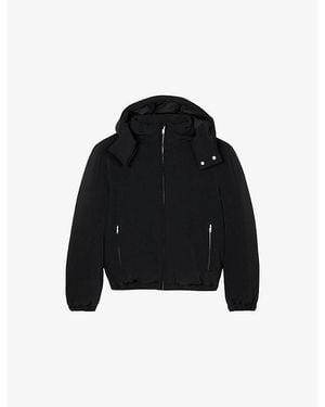 Sandro Hooded Relaxed-Fit Stretch-Woven Puffer Jacket - Black