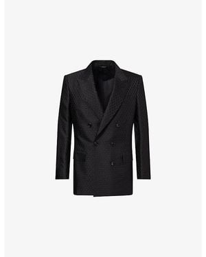Tom Ford Dotted Lozenge Jacquard Silk-Blend Jacket - Black