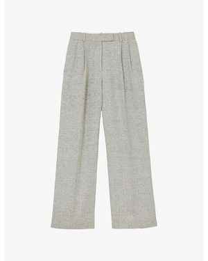Reiss Ezra Straight-Leg High-Rise Linen-Blend Pants - Gray
