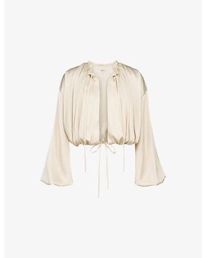 House Of Cb Talia Tie-Neck Satin Blouse - Natural