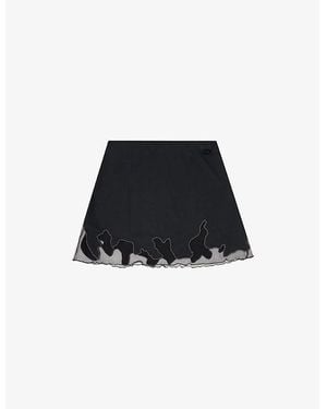 DIESEL O-Lane-R1 Tulle-Inlay Stretch-Woven Mini Skirt - Black