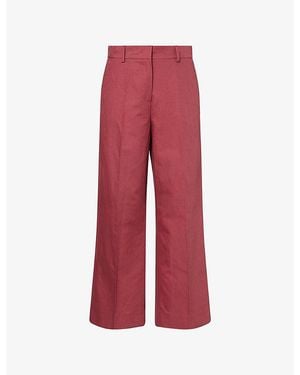 Weekend by Maxmara Zircone Wide-Leg Cotton And Linen Pants - Red