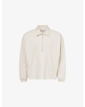Agolde Darius Funnel-Neck Cotton Polo Sweatshirt - White