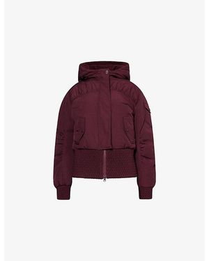 Peachy Den Sandy Hooded Woven Bomber Jacket - Red