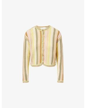 Zimmermann Indra Stripe Crochet Cotton Cardigan - Metallic