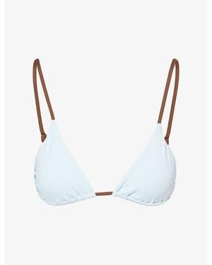 HYPHEN Contrast-Trim Triangle Bikini Top - Blue