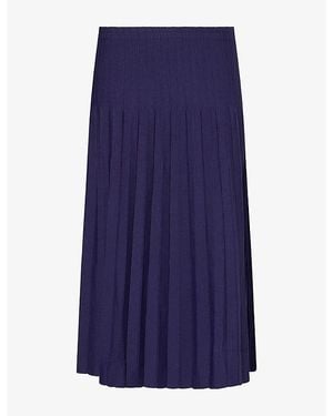 STAUD Lena Flared Knit Skirt - Blue