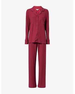 THE NAP CO Stretch Ribbed Long-Sleeve Modal-Jersey Pyjama Set - Red