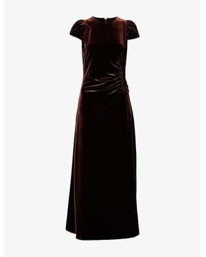 ME+EM Velour Draped Maxi Dress - Black