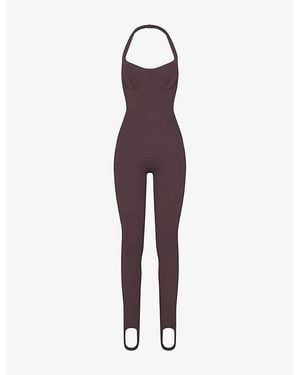 Skims Halter Stirrup Stretch-Jersey Catsuit - Purple