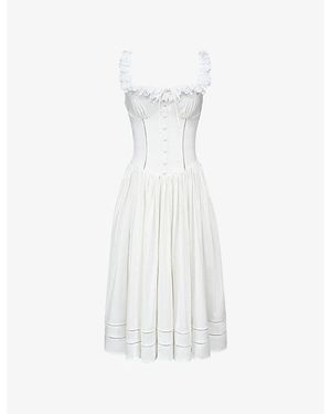 House Of Cb Phoebe Square-Neck Stretch-Cotton Midi Dress Xs (A-C Cup) - White