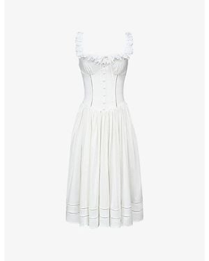 House Of Cb Phoebe Square-Neck Stretch-Cotton Midi Dress Xs (A-C Cup) - White