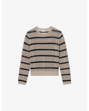 Reiss Skylar Stripe-Print Cotton-Blend Jumper - Grey