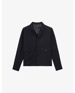 Reiss Gandine Flap-Pocket Cotton-Blend Hopsack Jacket - Blue