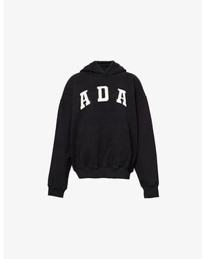 ADANOLA Oversized-Fit Logo-Embroidered Cotton Hoody - Black