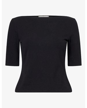 Reformation Santino Boat-Neck Stretch-Cotton Knit Top - Black