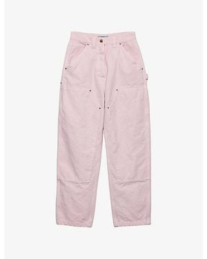 Prada Triangle-Patch Wide-Leg Canvas Pants - Pink