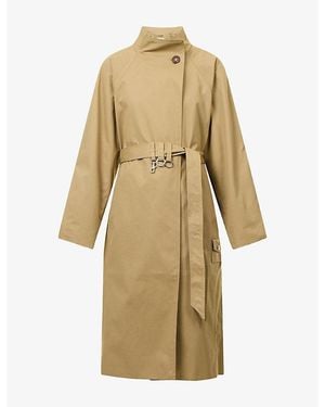 Damson Madder Jasmine Longline Cotton Trench - Natural