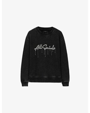 AllSaints Chains Pippa Logo-Embellished Cotton Sweatshirt - Black
