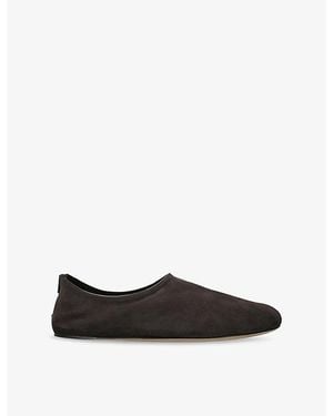 The Row Stellene Suede Slippers - Black
