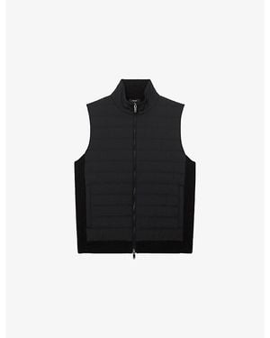 Reiss Newford Zip-Through Stretch-Woven Gilet - Black