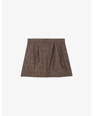 Reiss Serena Wrap-Front Linen Shorts - Brown
