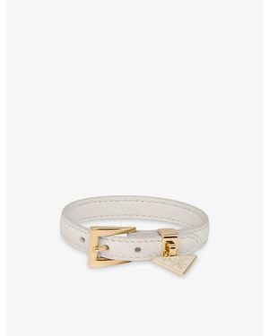 Prada Logo-Charm Leather Bracelet - White