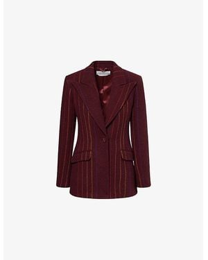 Gabriela Hearst Leiva Stripe Brushed Cashmere-Blend Blazer - Purple