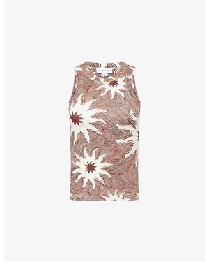 Never Fully Dressed Soleil Dorris Printed Rib Stretch-Jersey Top - Pink