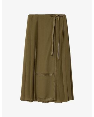 AllSaints Clover Side-Tie Woven Maxi Skirt - Green