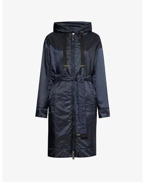 Max Mara Cube Dioniso Logo-Drawstring Canvas Parka Jacket - Blue