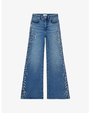 GOOD AMERICAN X Dolly's Joleans By Dolly Parton Crystal-Embellished Palazzo Denim Jeans - Blue