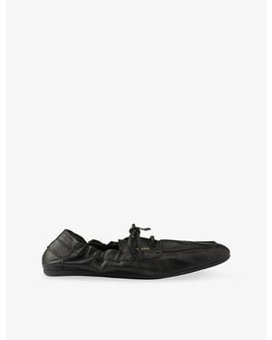 Prada Shuffle Antiqued Leather Boat Loafers - Black