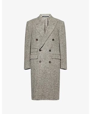 dunhill Double-Breasted Tweed Cashmere Overcoat - Grey