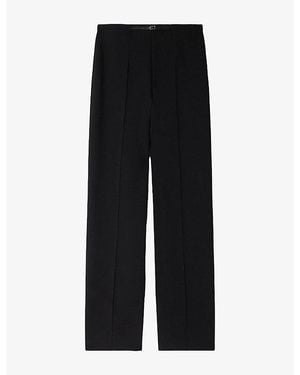 Sandro Straight-Leg High-Rise Stretch-Woven Trousers - Black