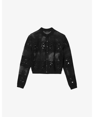 AllSaints Kyra Open-Stitch Knitted Cardigan - Black