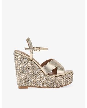 KG by Kurt Geiger Songbird Metallic Faux-Leather Wedge Sandals - White