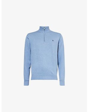 Hackett Logo-Embroidered Cotton And Silk Jumper - Blue