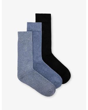 AllSaints Adan Stretch Cotton-Blend Socks Pack Of Three - Blue