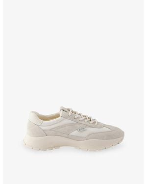Prada Paneled Woven And Suede Sneakers - White