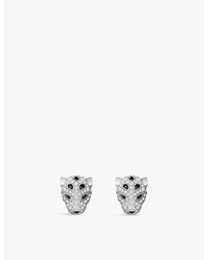 Cartier Panthère De 18Ct- 0.61Ct Brilliant-Cut Diamond, Emerald And Onyx Stud Earrings - White