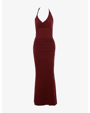 House Of Cb Thalina Halterneck Stretch-Knit Maxi Dress - Red