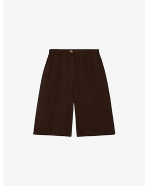 Whistles High-Rise Linen Bermuda Shorts - Brown